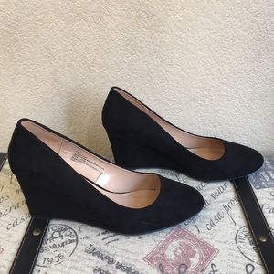 Black Suede Wedge Heels